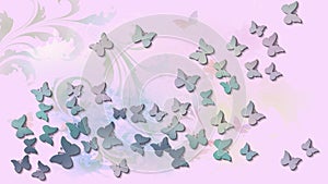 Abstract background with colored flying butterflies