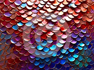 Abstract background of a colored glass scale shaped mosaic