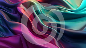 Abstract Background Of Colored Silk Or Satin With Some Smooth Folds In It, Flowing Fabric, Silk Or Satin Texture, 3d Render