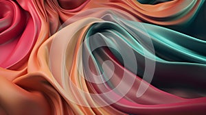 Abstract Background Of Colored Silk Or Satin With Some Smooth Folds In It, Flowing Fabric, Silk Or Satin Texture, 3d Render