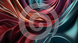 Abstract Background Of Colored Silk Or Satin With Some Smooth Folds In It, Flowing Fabric, Silk Or Satin Texture, 3d Render