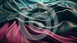 Abstract Background Of Colored Silk Or Satin With Some Smooth Folds In It, Flowing Fabric, Silk Or Satin Texture, 3d Render