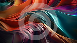 Abstract Background Of Colored Silk Or Satin With Some Smooth Folds In It, Flowing Fabric, Silk Or Satin Texture, 3d Render