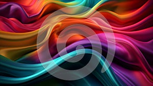 Abstract Background Of Colored Silk Or Satin With Some Smooth Folds In It, Flowing Fabric, Silk Or Satin Texture, 3d Render