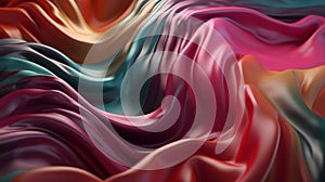Abstract Background Of Colored Silk Or Satin With Some Smooth Folds In It, Flowing Fabric, Silk Or Satin Texture, 3d Render