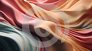 Abstract Background Of Colored Silk Or Satin With Some Smooth Folds In It, Flowing Fabric, Silk Or Satin Texture, 3d Render