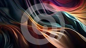 Abstract Background Of Colored Silk Or Satin With Some Smooth Folds In It, Flowing Fabric, Silk Or Satin Texture, 3d Render