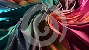 Abstract Background Of Colored Silk Or Satin With Some Smooth Folds In It, Flowing Fabric, Silk Or Satin Texture, 3d Render