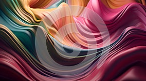 Abstract Background Of Colored Silk Or Satin With Some Smooth Folds In It, Flowing Fabric, Silk Or Satin Texture, 3d Render