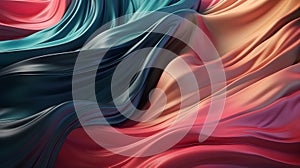 Abstract Background Of Colored Silk Or Satin With Some Smooth Folds In It, Flowing Fabric, Silk Or Satin Texture, 3d Render