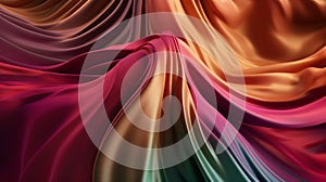 Abstract Background Of Colored Silk Or Satin With Some Smooth Folds In It, Flowing Fabric, Silk Or Satin Texture, 3d Render