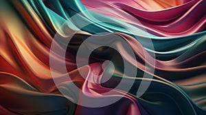 Abstract Background Of Colored Silk Or Satin With Some Smooth Folds In It, Flowing Fabric, Silk Or Satin Texture, 3d Render