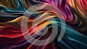 Abstract Background Of Colored Silk Or Satin With Some Smooth Folds In It, Flowing Fabric, Silk Or Satin Texture, 3d Render