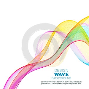 Abstract background of colored smooth lines transparent wave, design element