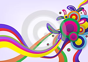 Abstract background of colorful digital flowers with stripes. Shape design.