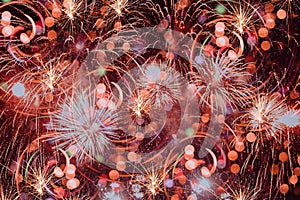Abstract Background With colorful Fireworks background. Many colorful Background of new year day celebration
