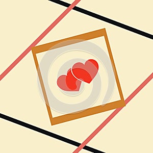 Abstract background of colorful hearts in square shaped frame pattern, graphic design illustration wallpaper