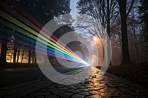 Abstract light rays moving from center