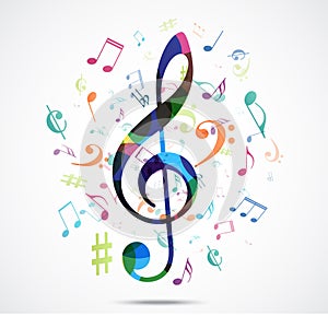 Abstract background Colorful music notes