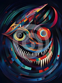 abstract background with colorful pattern of evil ghost monster, Ai Generated