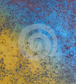 Abstract background , colorful rusty metall texture - yellow,blue