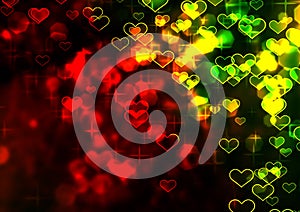 Abstract background with colorful shiny hearts