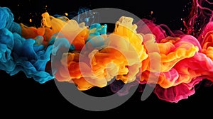 Abstract background. Colorful smoke isolated on black background. 3d rendering. Generative AI