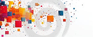 Abstract background with colorful squares and geometric shapes creating a vibrant, dynamic design
