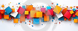 Abstract background with colorful squares and geometric shapes creating a vibrant, dynamic design