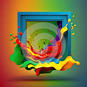 abstract background with colourful paint frame