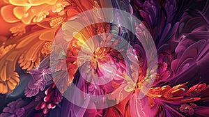 Abstract background with complex chromatic fractal designs photo