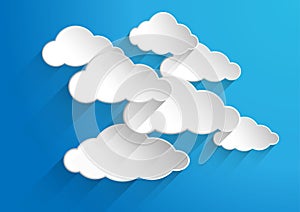 Abstract background composed of white paper clouds over blue. vector illustration.