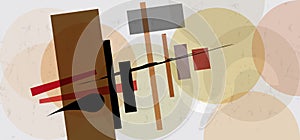 Abstract background composition, with circles, squares, paint strokes and splashes, art inspired photo