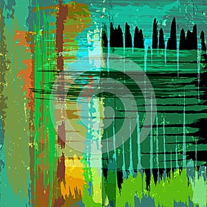 abstract background composition, green texture with paint strokes and splashes, grungy