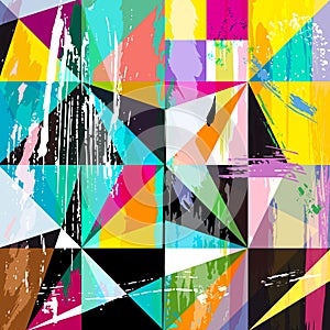 Abstract background composition, with paint strokes, splashes and geometric lines