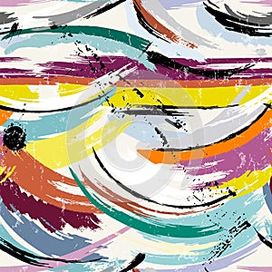 Abstract modern art of the 1920`s with stripes and circles, vintage/retro geometric design, grungy