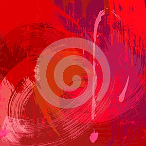 abstract background composition, red texture with paint strokes and splashes, grungy