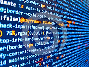 Abstract background of computer source code. Javascript abstract computer script, random parts of program code. Modern