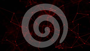 Abstract background with connecting dots and lines. Distribution of triangular shapes in space. 3D rendering