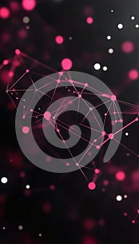 Abstract Background With Connecting Dots And Lines. Network Connection, Plexus Effect. 3D Rendering.