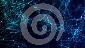 Abstract background with connecting dots and lines. Network connection structure. Plexus effect. 3d Vector illustration.