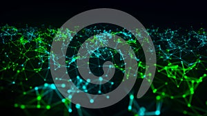 Abstract background with connecting dots and lines. Network connection structure. Plexus effect. 3d Vector illustration.