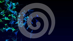 Abstract background with connecting dots and lines. Network connection structure. Plexus effect. 3d Vector illustration.