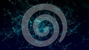 Abstract background with connecting dots and lines. Network connection structure. Plexus effect. 3d Vector illustration.