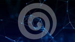 Abstract background with connecting dots and lines. Network connection structure. Plexus effect. 3d Vector illustration.