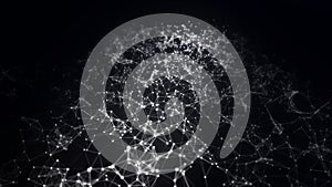 Abstract background with connecting dots and lines. Network connection structure. Plexus effect. 3d Vector illustration.