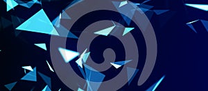 Abstract background with connecting dots and lines. Network connection structure. Plexus effect. 3d Widescreen.