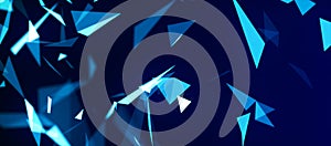 Abstract background with connecting dots and lines. Network connection structure. Plexus effect. 3d Widescreen.