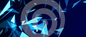 Abstract background with connecting dots and lines. Network connection structure. Plexus effect. 3d Widescreen.