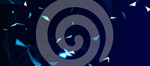 Abstract background with connecting dots and lines. Network connection structure. Plexus effect. 3d Widescreen.